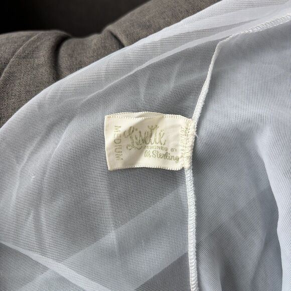 Vtg Lisette Lingerie Blue Lace Chiffon Robe Sz Med Peignoir Negligee Sheer Lace - Picture 8 of 13